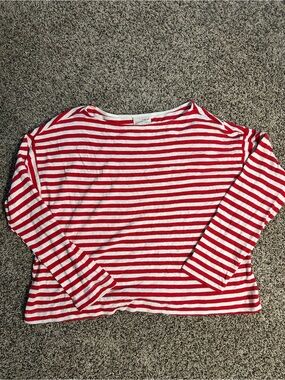Universal Thread Red and White Striped Crewneck Top